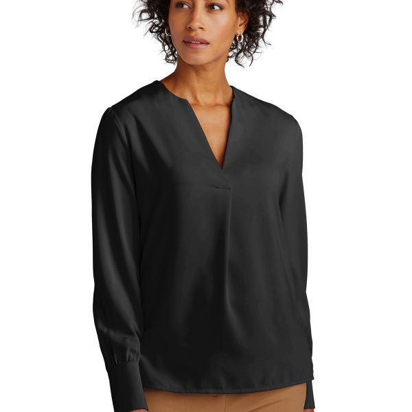 Brooks Brothers Women's Open-Neck Satin Blouse BB18009