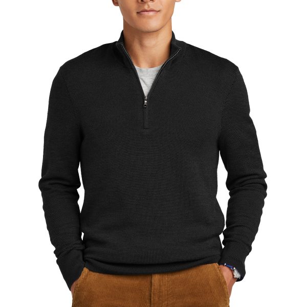 Brooks Brothers Washable Merino Birdseye 1/4-Zip Sweater BB18412