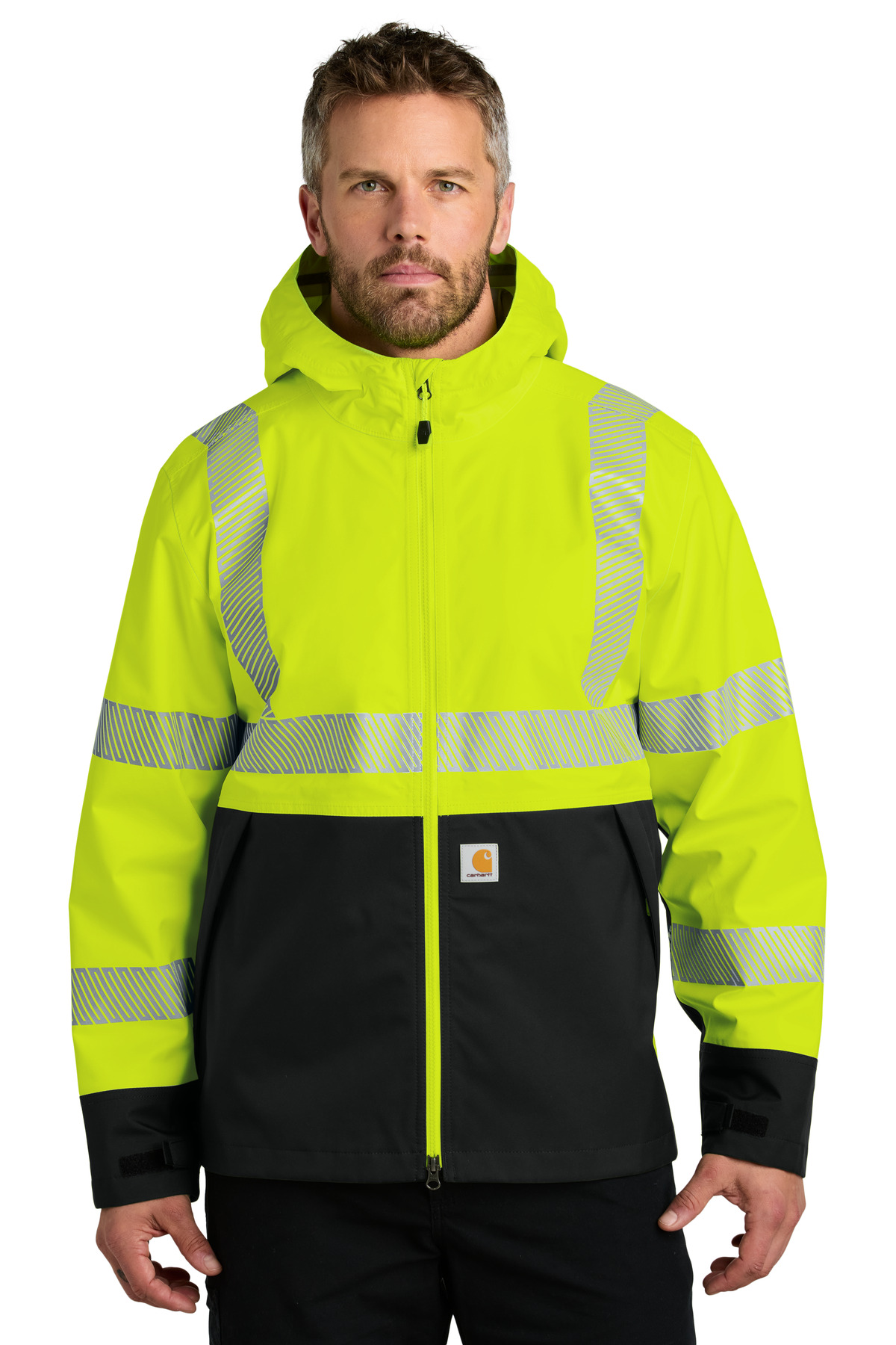 CT106693_britelime_model_front-1.jpg Carhartt ANSI 107 Class 3 Storm Defender Jacket CT106693 - Image 1