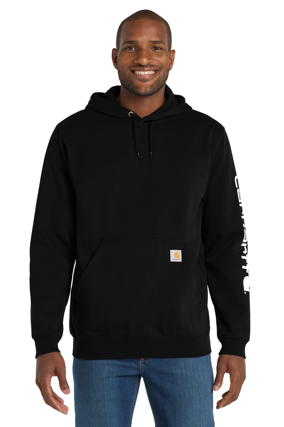 CTK288_black_model_front.jpg Carhartt Midweight Hooded Logo Sweatshirt CTK288 - Image 1