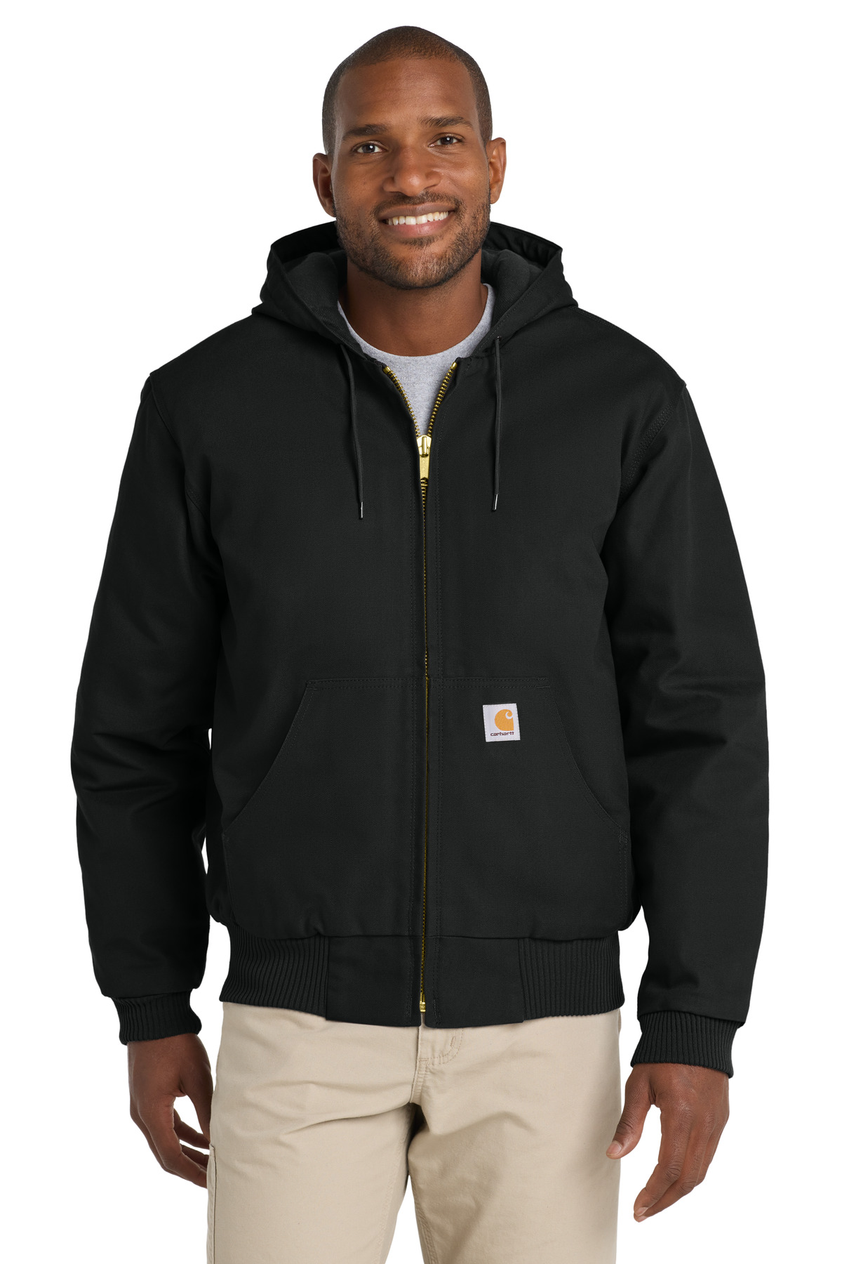 CTT106677_black_model_front.jpg Carhartt Tall Quilted-Flannel-Lined Duck Active Jac - Image 1