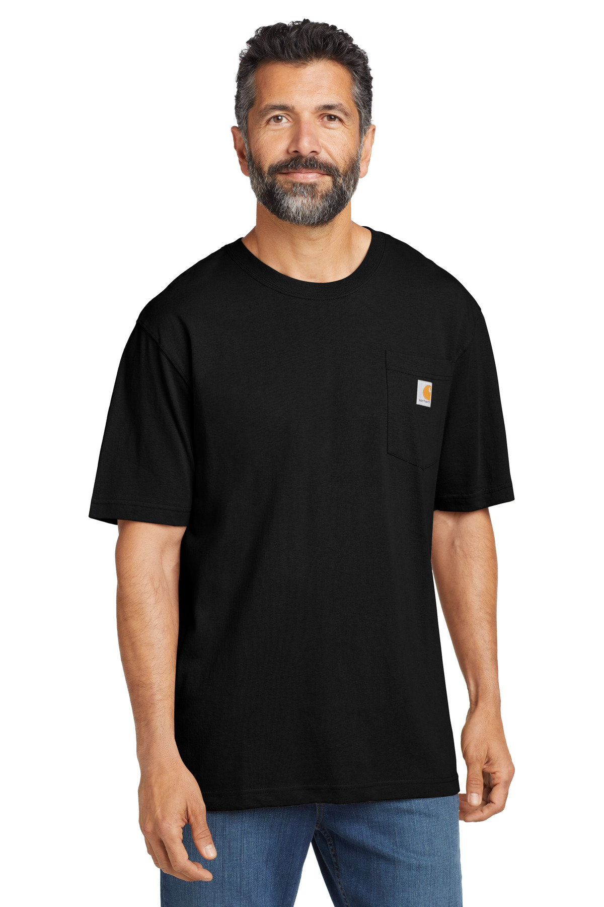 CTTK87_black_model_front.jpg Carhartt Tall Workwear Pocket Short Sleeve T-Shirt - Image 1