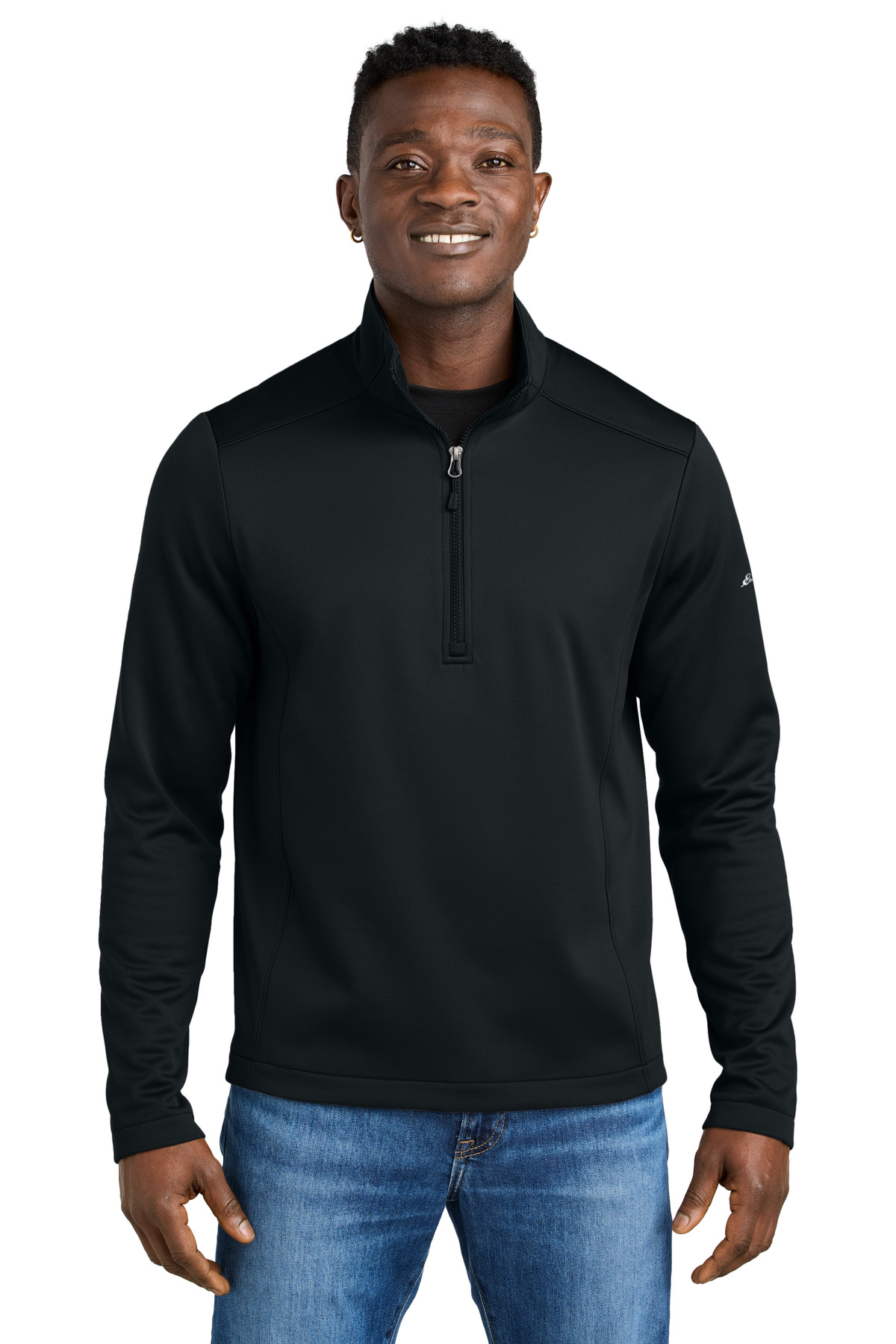 EB2360_black_model_front.jpg Eddie Bauer Smooth Mid Layer Fleece 1/2-Zip EB2360 - Image 1