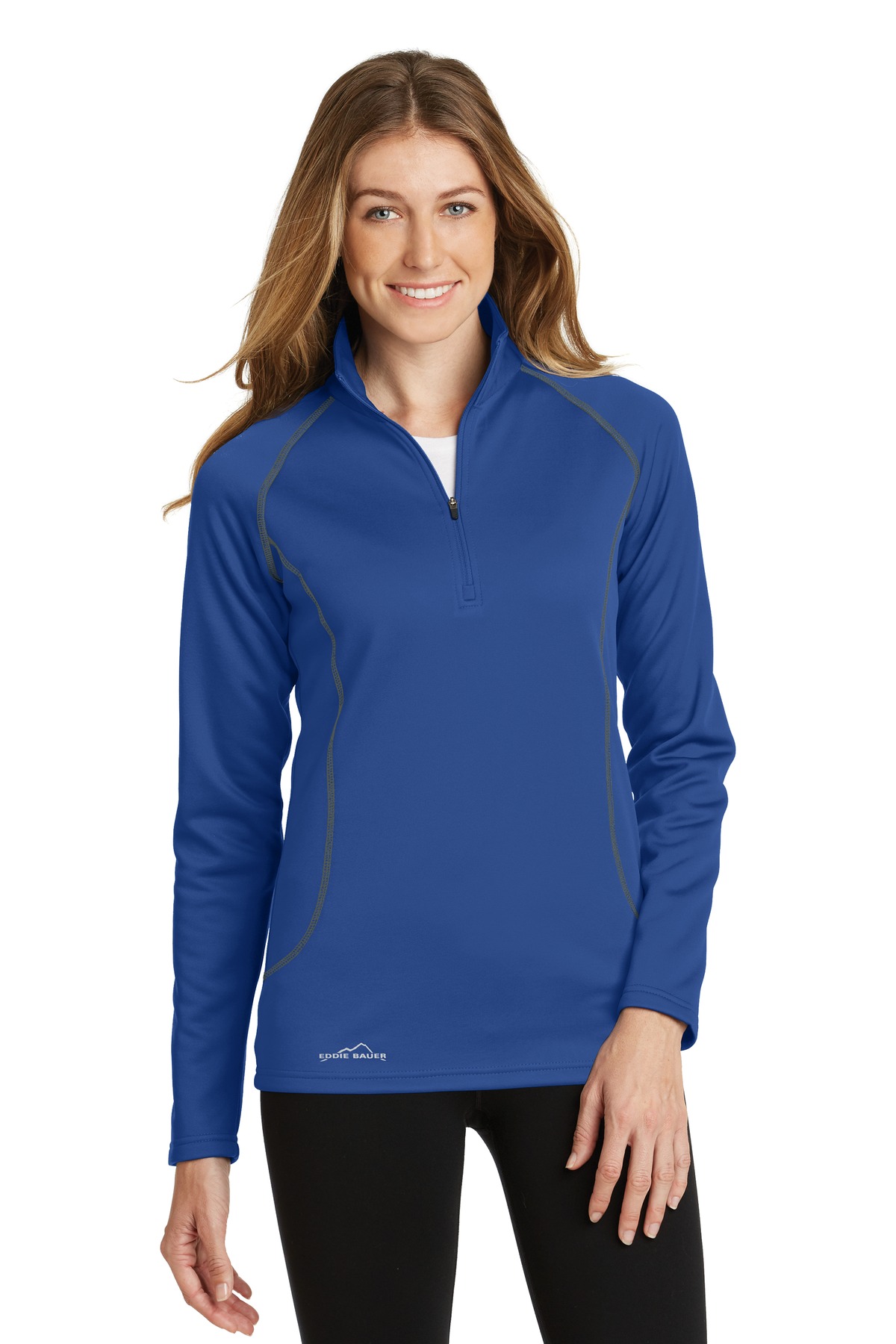 EB237_cobaltblue_model_front_052016.jpg Eddie Bauer Women's Smooth Fleece 1/2-Zip - Image 1