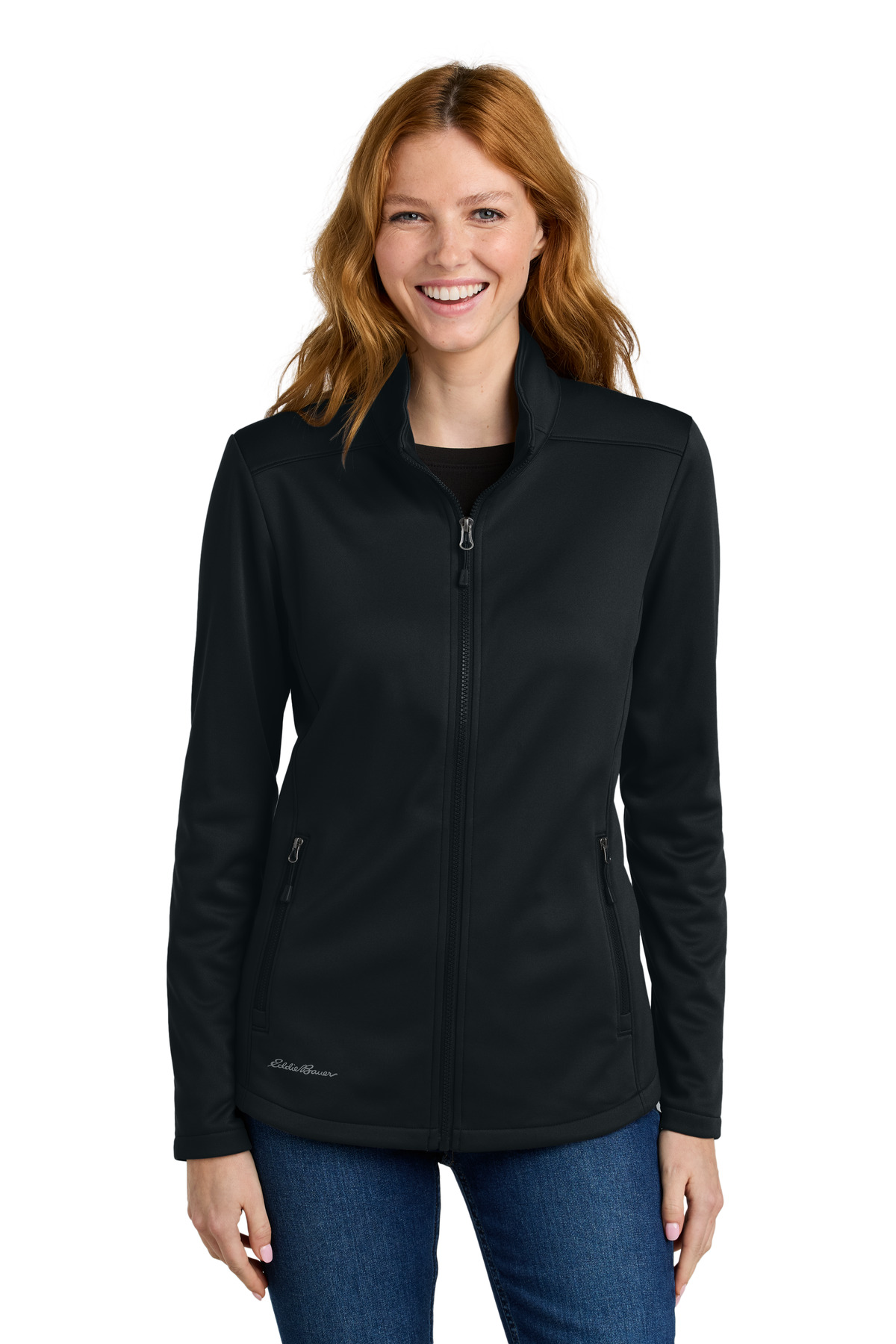 EB2470_black_model_front.jpg Eddie Bauer Women's Smooth Mid Layer Fleece Full-Zip EB2470 - Image 1