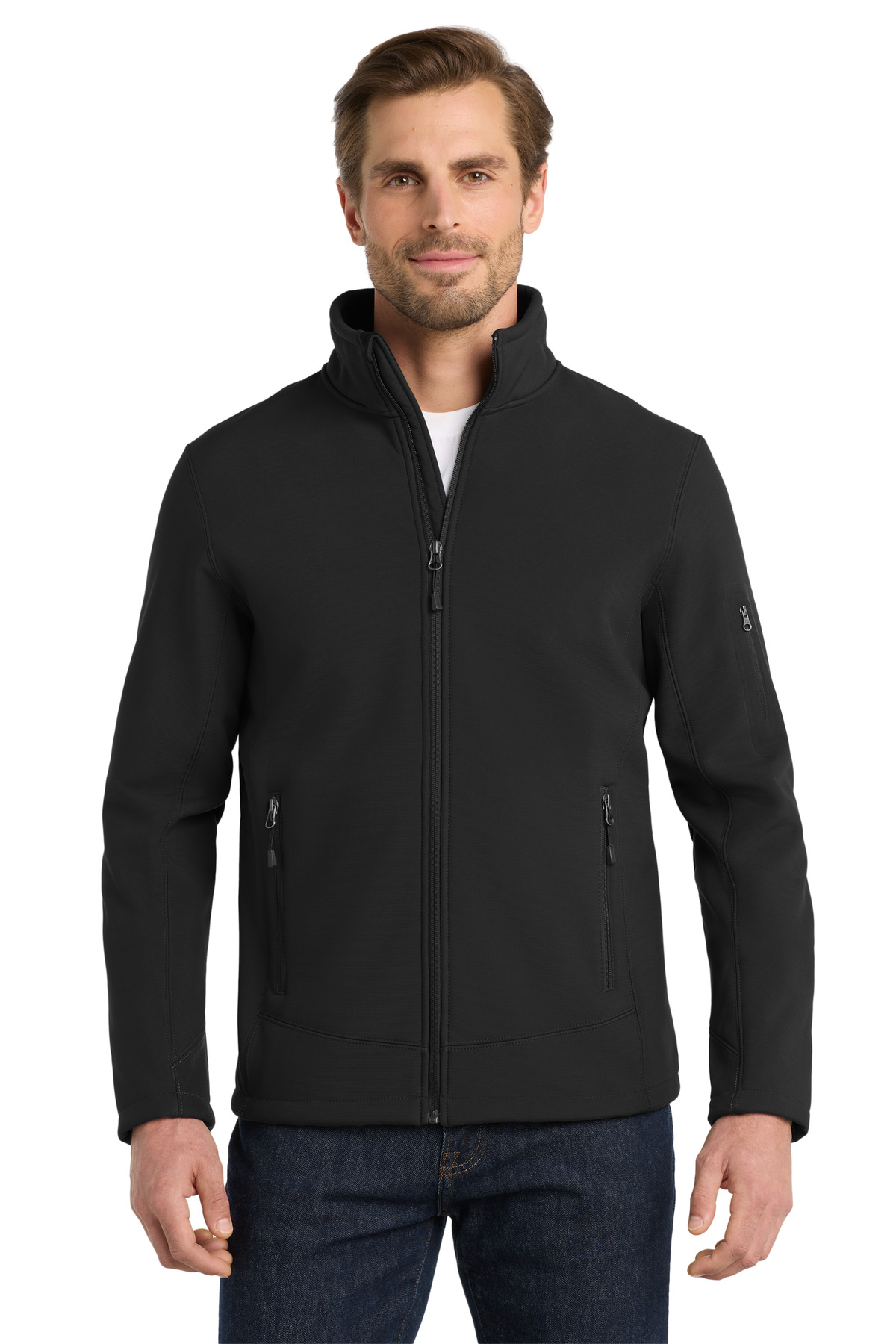 EB534_black_model_front.jpg Eddie Bauer Rugged Ripstop Soft Shell Jacket - Image 1