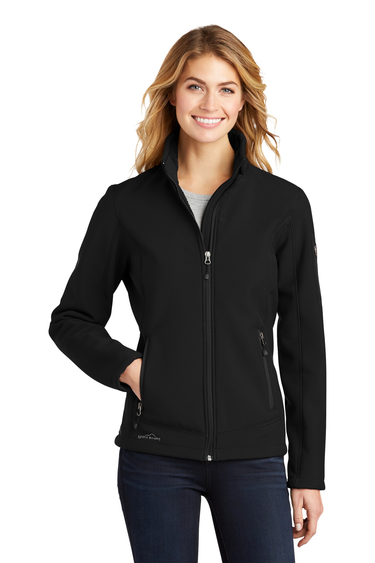 EB535_blackblack_model_front.jpg Eddie Bauer Women's Rugged Ripstop Soft Shell Jacket - Image 1
