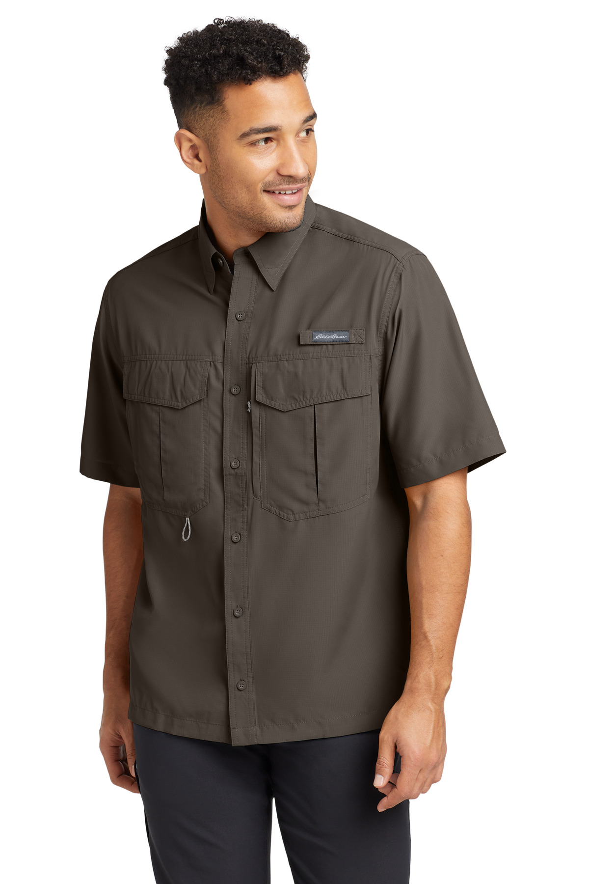 EB602_boulder_model_front.jpg Eddie Bauer Short Sleeve Performance Fishing Shirt EB602 - Image 1