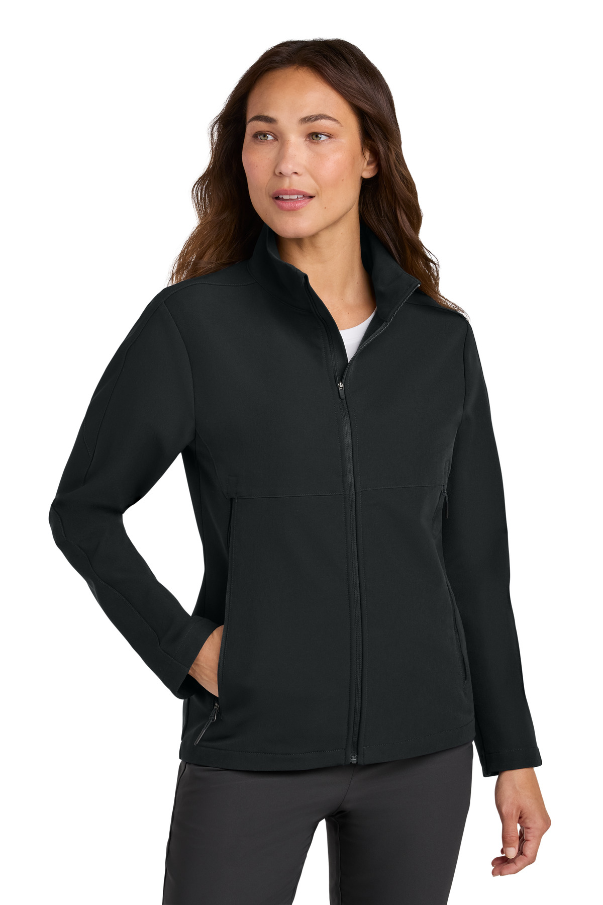 NKHM7937_black_model_front.jpg Nike Women's Full-Zip Soft Shell Jacket NKHM7937 - Image 1