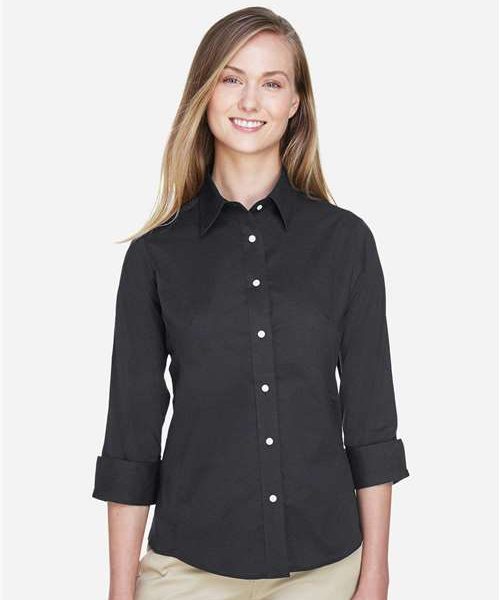 Women's Perfect Fit™ 3/4 Sleeve Stretch Poplin Dress Shirt