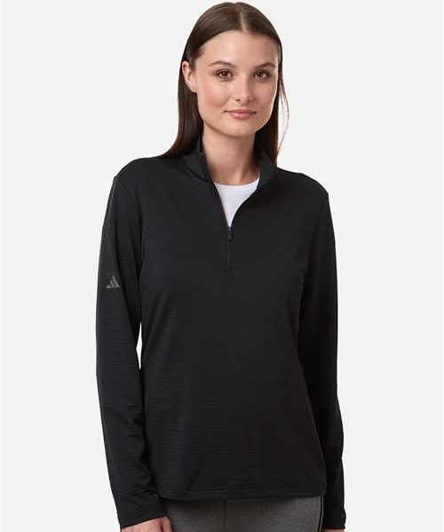 Adidas Men’s Textured Stripe Quarter‑Zip Pullover