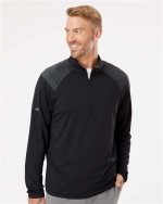 Adidas Men's Heathered 3-Stripes Quarter-Zip Pullover