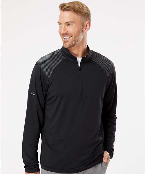 Adidas Men's Heathered 3-Stripes Quarter-Zip Pullover