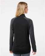 Adidas Women's Heathered 3-Stripes Quarter-Zip Pullover - Image 2