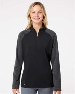 Adidas Women's Heathered 3-Stripes Quarter-Zip Pullover
