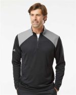 Adidas Men's Heathered 3-Stripes Quarter-Zip Jacket