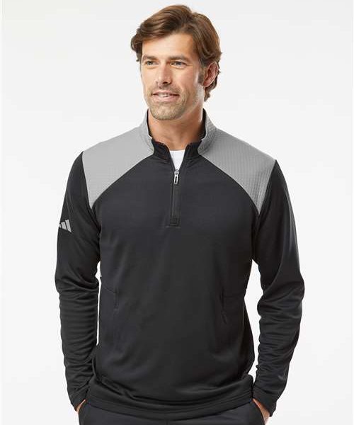 Adidas Men's Heathered 3-Stripes Quarter-Zip Jacket