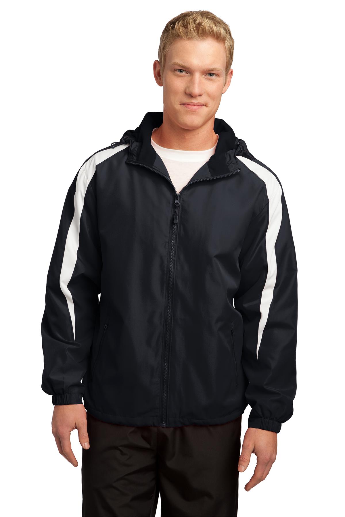 JST81_Black_Model_Front_111511.jpg Sport-Tek Fleece-Lined Colorblock Jacket - Image 1