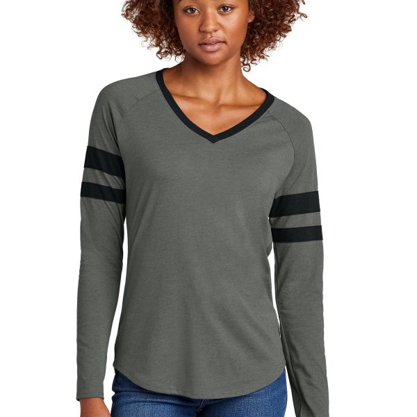 Sport-Tek Women's Halftime Stripe Long Sleeve V-Neck Tee LST6043