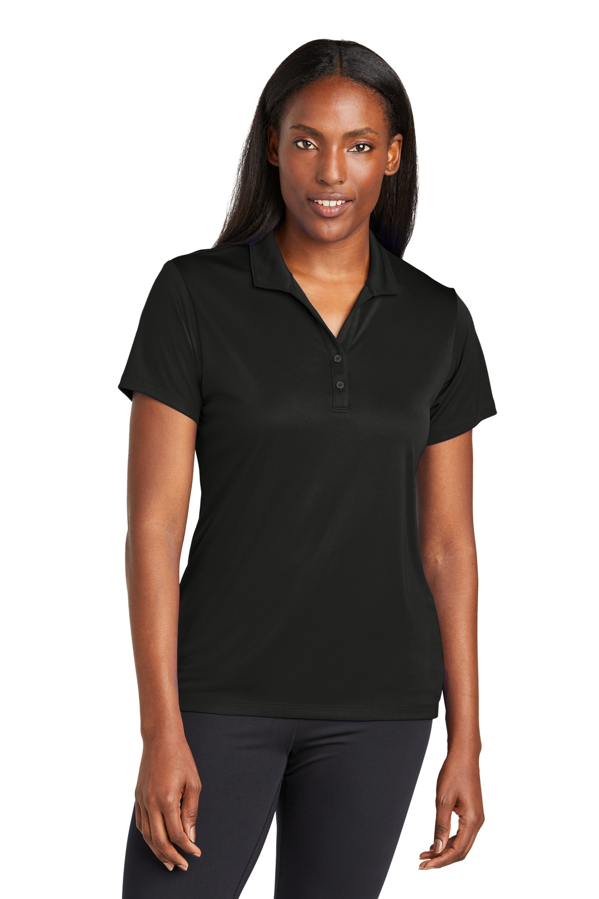LST725_black_model_front.jpg Sport-Tek Women's PosiCharge Re-Compete Polo LST725 - Image 1