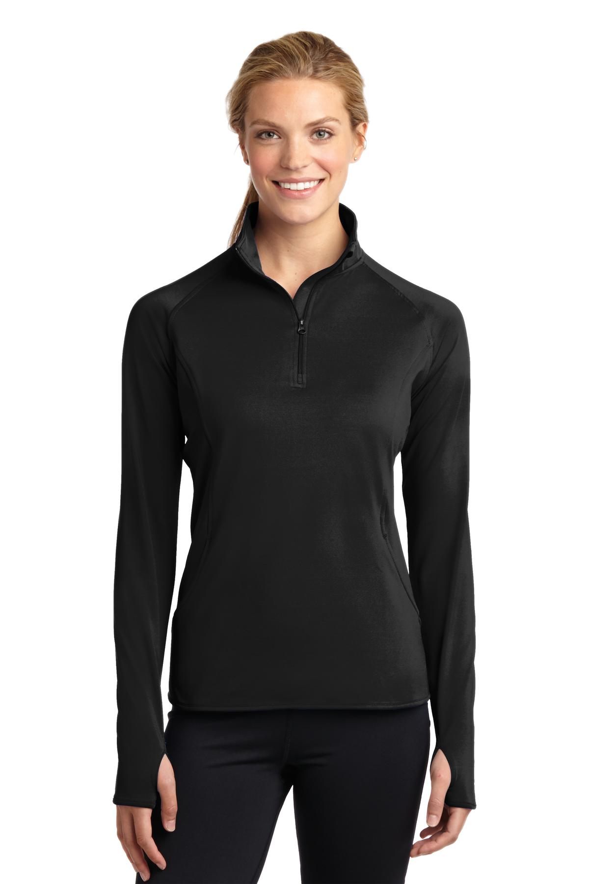 LST850_black_model_front_072014.jpg Sport-Tek Women's Sport-Wick Stretch 1/4-Zip Pullover - Image 1