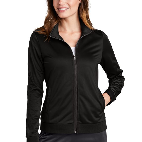 Sport-Tek Ladies Tricot Sleeve Stripe Track Jacket
