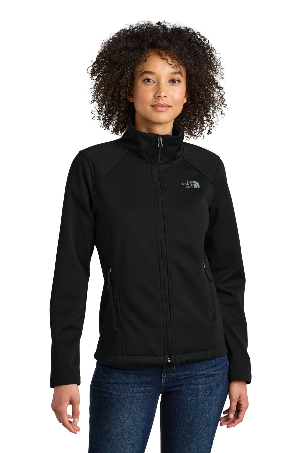 NF0A88D4_tnfblack_model_front.jpg The North Face Women's Chest Logo Ridgewall Soft Shell Jacket NF0A88D4 - Image 1