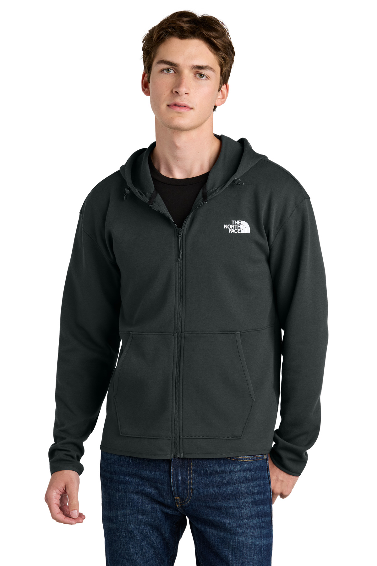 NF0A8BUS_asphaltgrey_model_front.jpg The North Face Double-Knit Full-Zip Hoodie NF0A8BUS - Image 1
