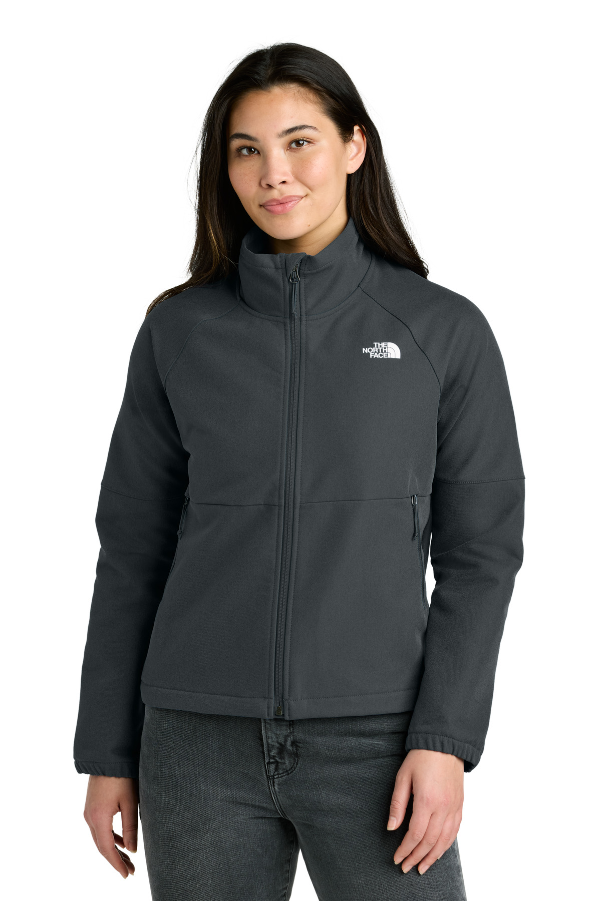 NF0A8C5C_asphaltgreydarkheather_model_front.jpg The North Face Women's Barr Lake Soft Shell Jacket NF0A8C5C - Image 1