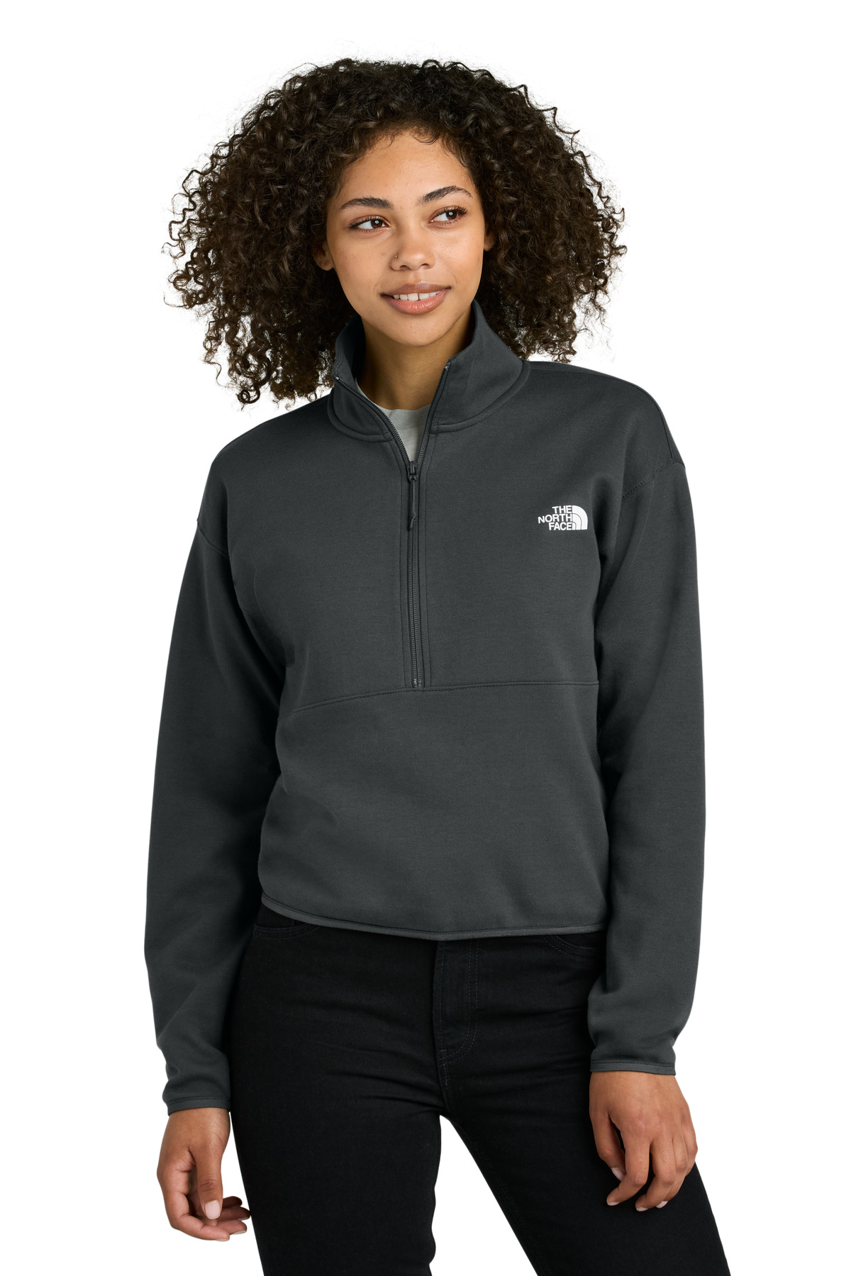 NF0A8C5H_asphaltgrey_model_front.jpg The North Face Women's Double-Knit 1/2-Zip Fleece NF0A8C5H - Image 1