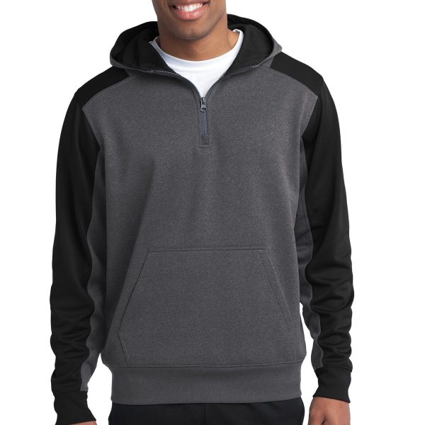 Sport-Tek Tech Fleece Colorblock 1/4-Zip Hooded Sweatshirt