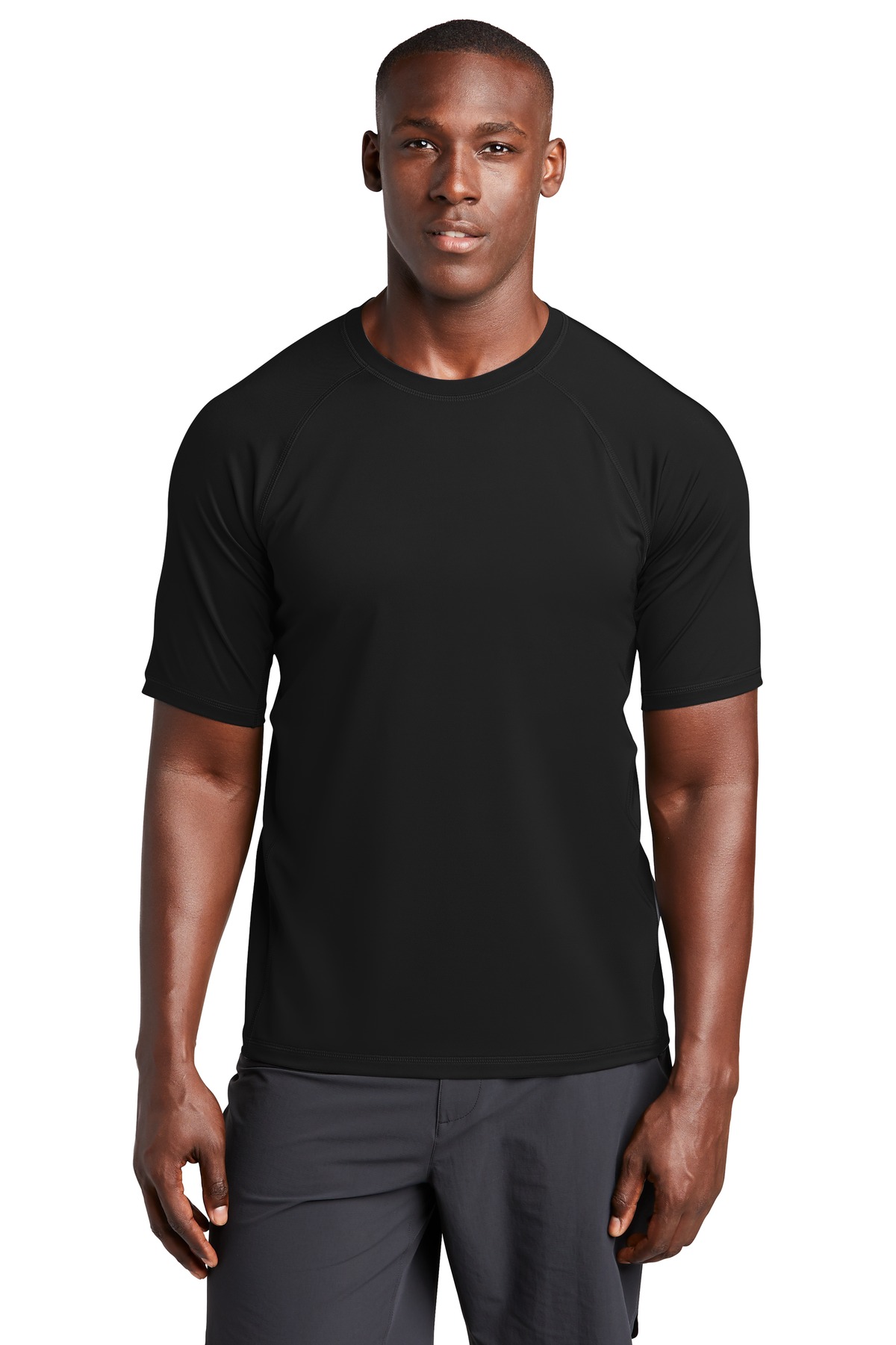 ST470_black_model_front_112019.jpg Sport-Tek Rashguard Tee - Image 1