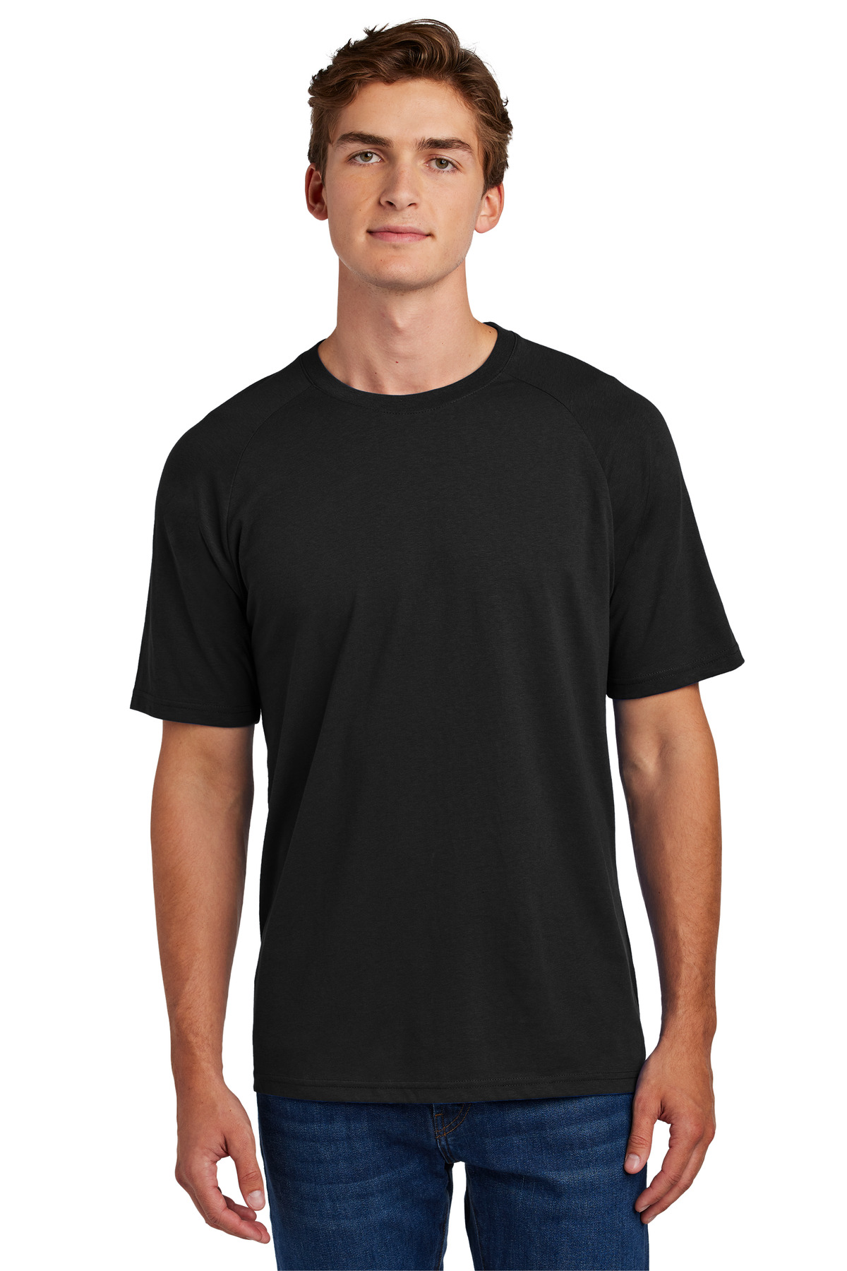 ST6040_BLACK_Model_Front.jpg Sport-Tek Halftime Raglan Tee ST6040 - Image 1
