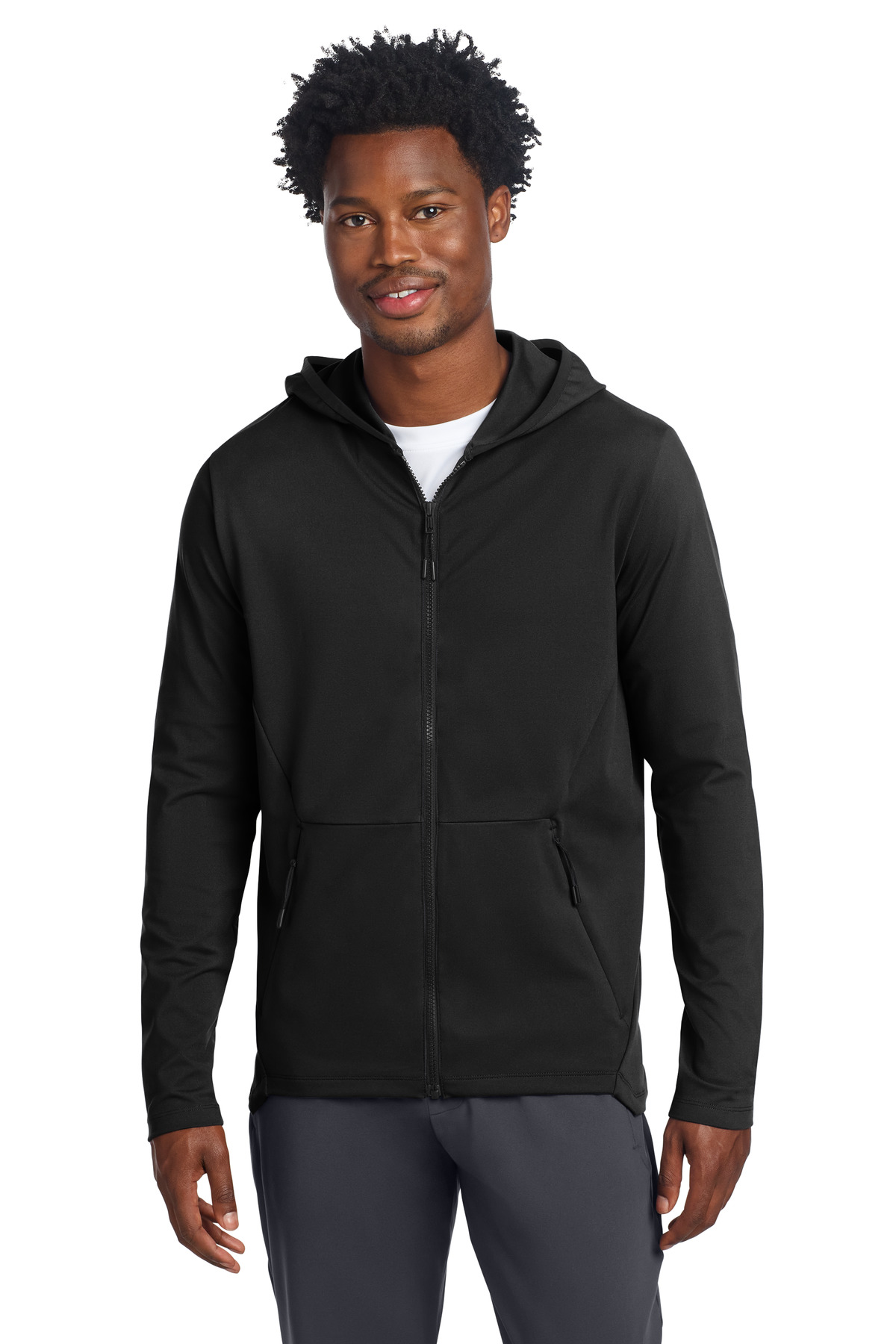 ST870_deepblack_model_front.jpg Sport-Tek Circuit Hooded Full-Zip ST870 - Image 1
