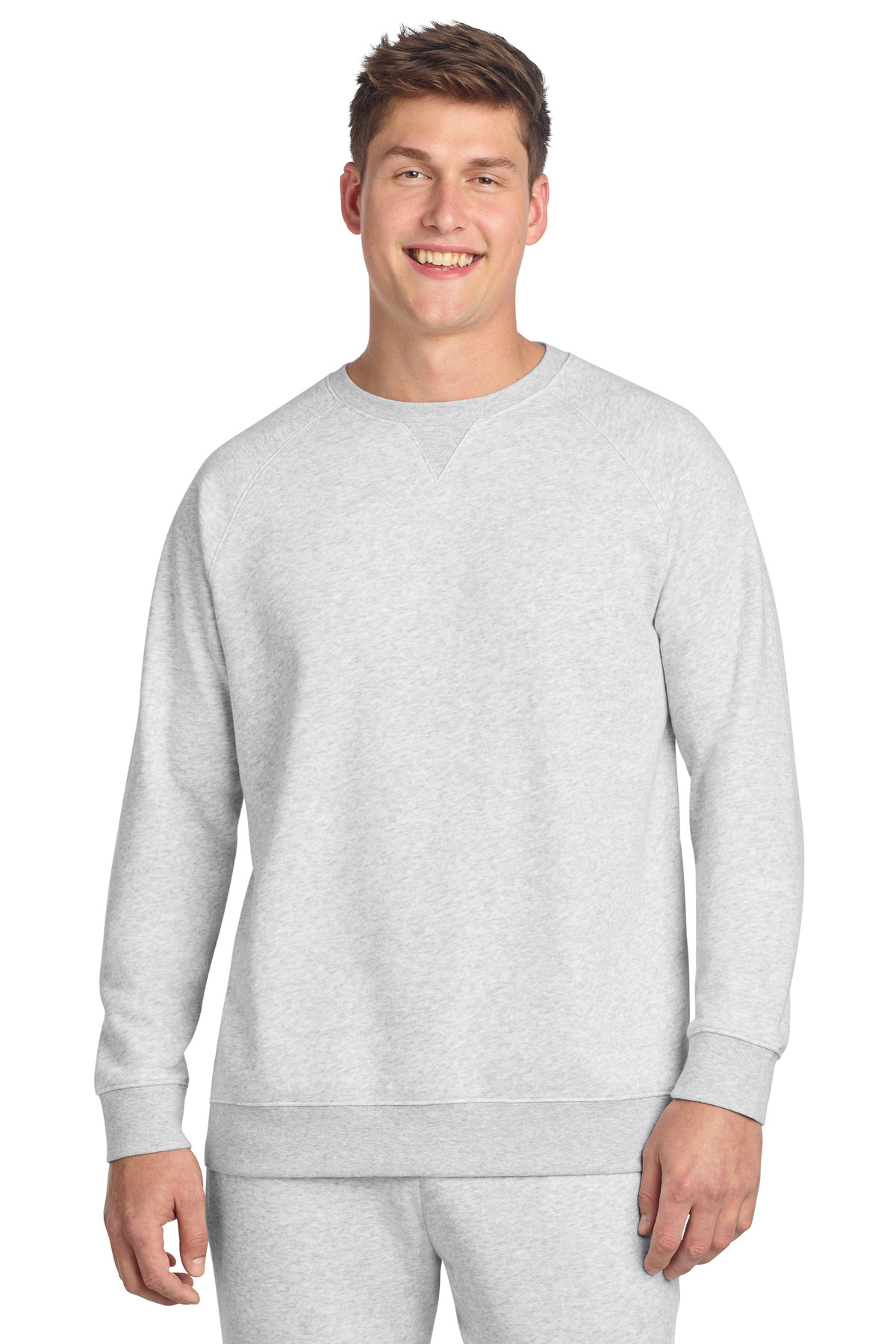 STF203_athleticheather_model_front.jpg Sport-Tek Drive Fleece Crewneck STF203 - Image 1
