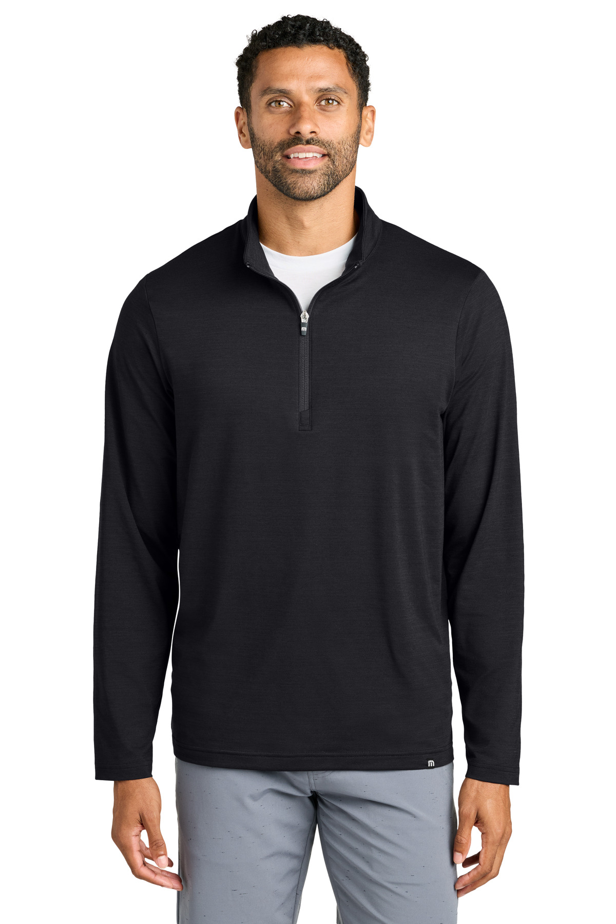 TM1MW452_black_model_front.jpg TravisMathew Crestview 1/4-Zip TM1MW452 - Image 1