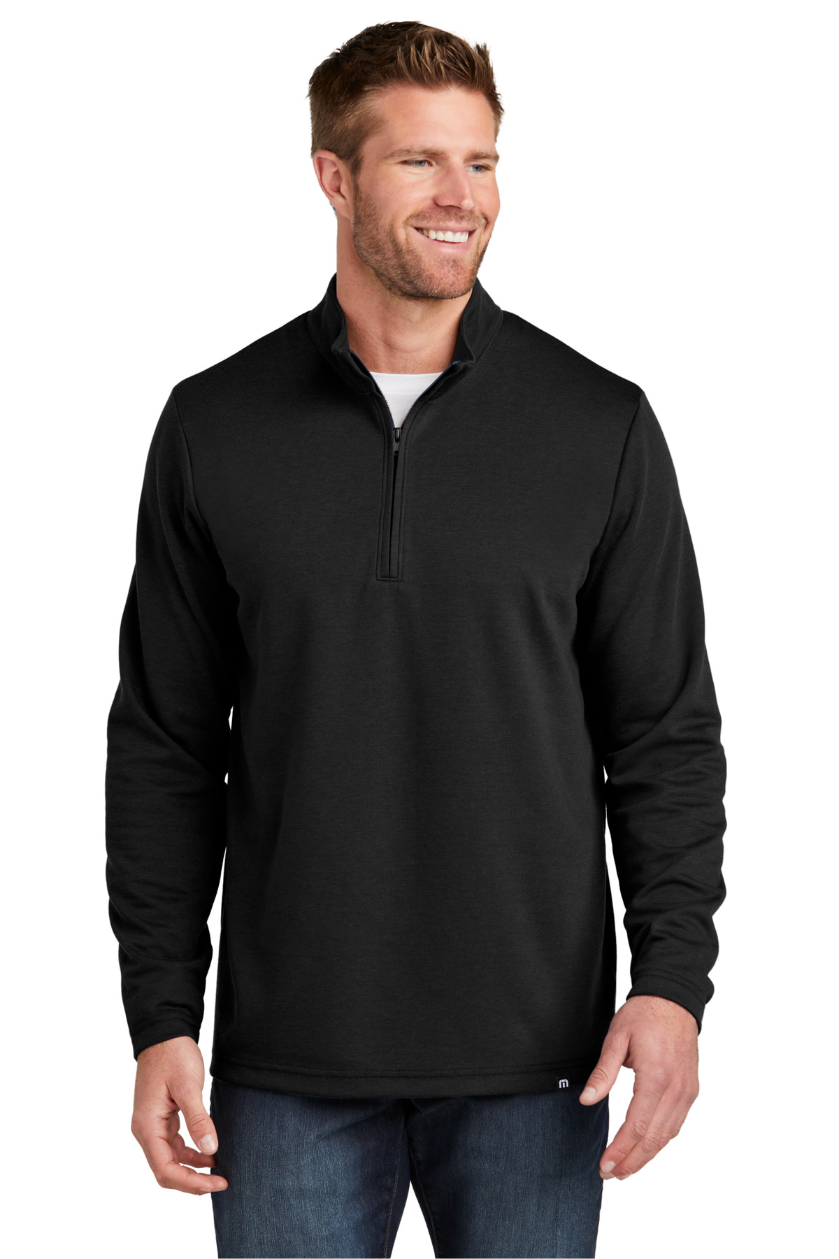 TM1MZ339_black_model_front.jpg TravisMathew Coveside 1/4-Zip TM1MZ339 - Image 1