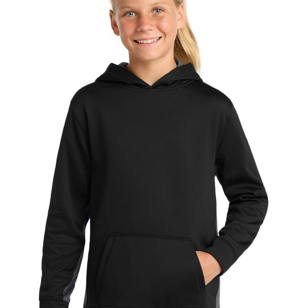Sport-Tek Youth Sport-Wick Fleece Colorblock Hooded Pullover