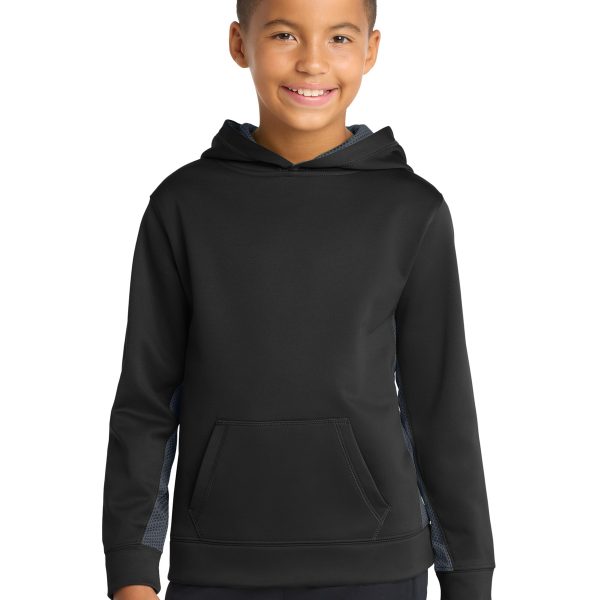 Sport-Tek Youth Sport-Wick CamoHex Fleece Colorblock Hooded Pullover